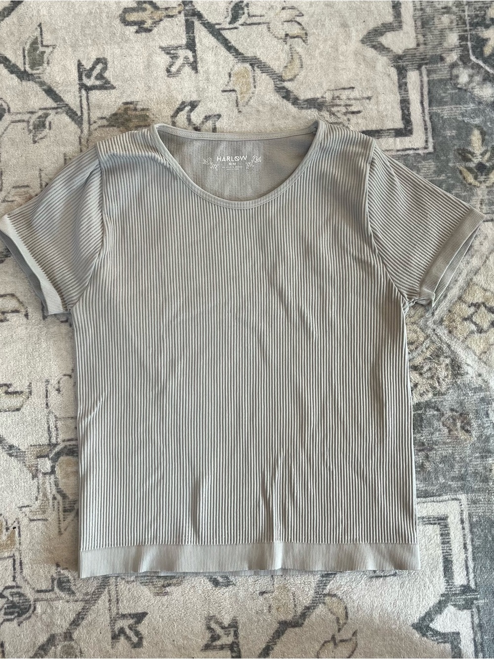 Harlow Ribbed Short Sleeve Tee in light grey